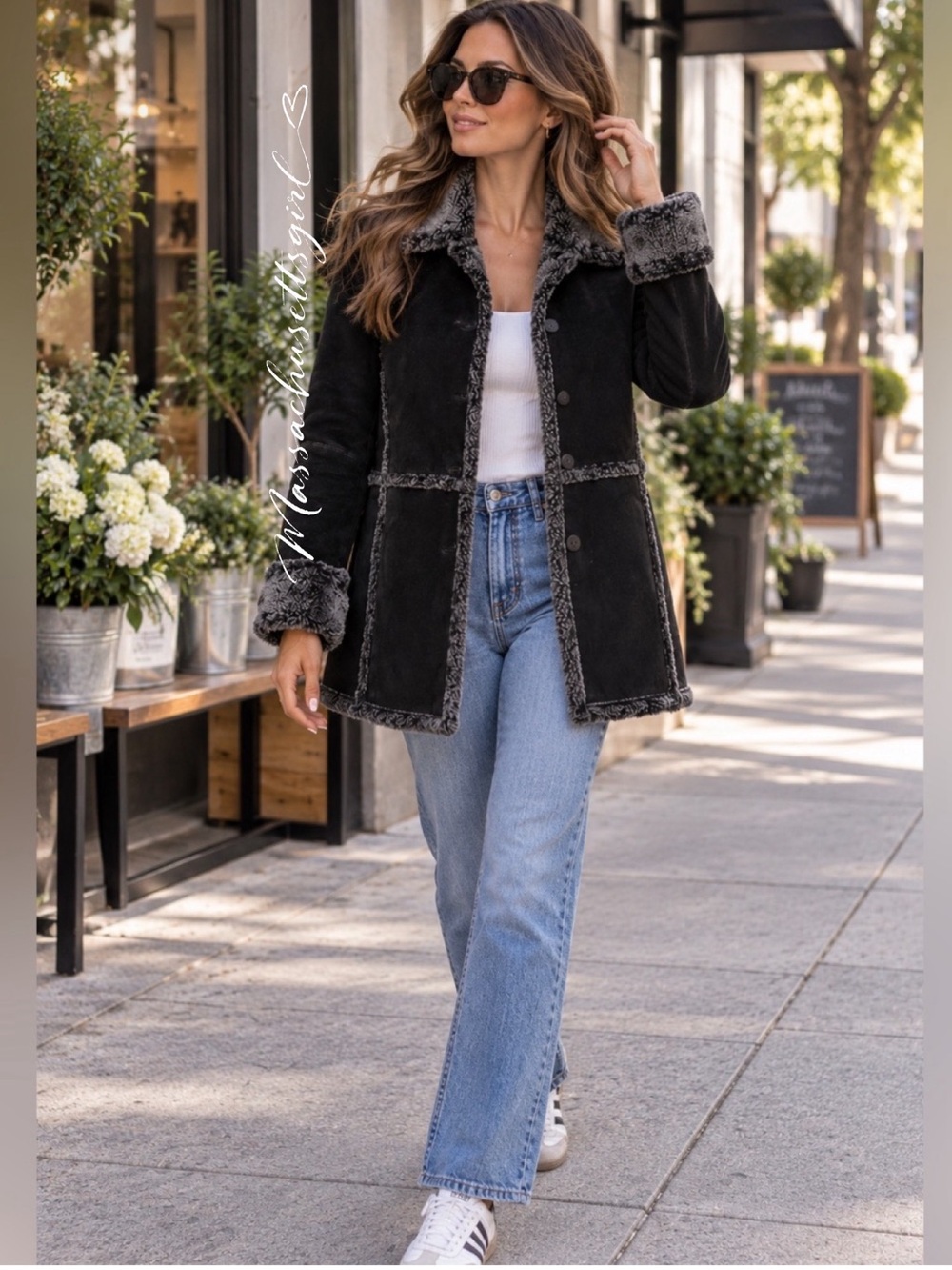 Bernardo Black Faux Shearling Sherpa Trim Jacket Size Small